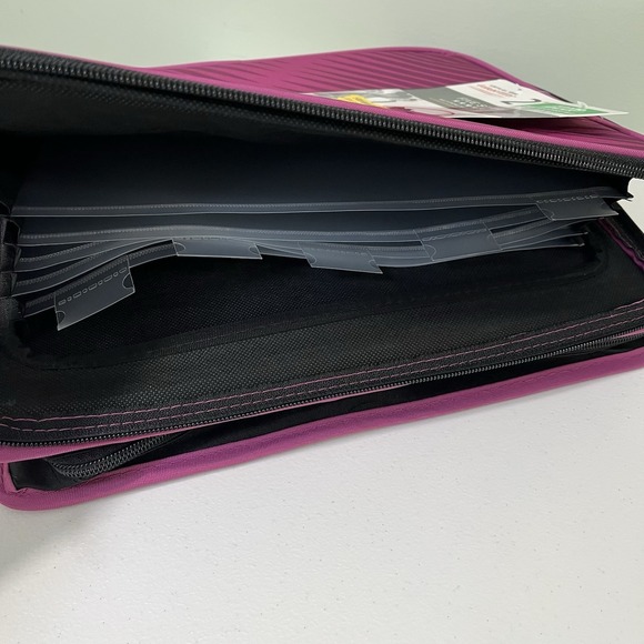 New Five Star Multi Access Zipper 3 Ring Binder 2" Pink Purple File Folder - Picture 4 of 6